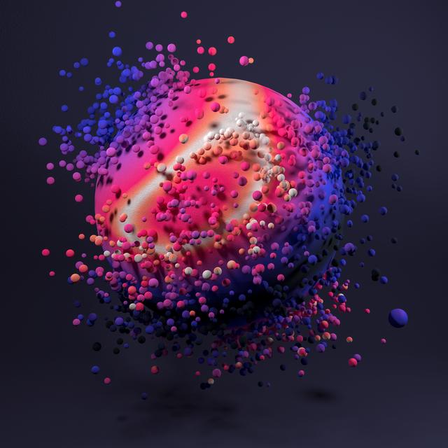 Structure with colorful particles
