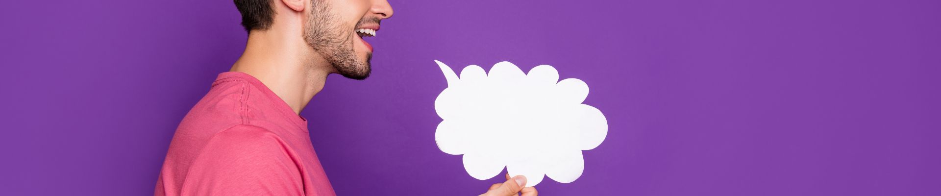 Man with speech cloud