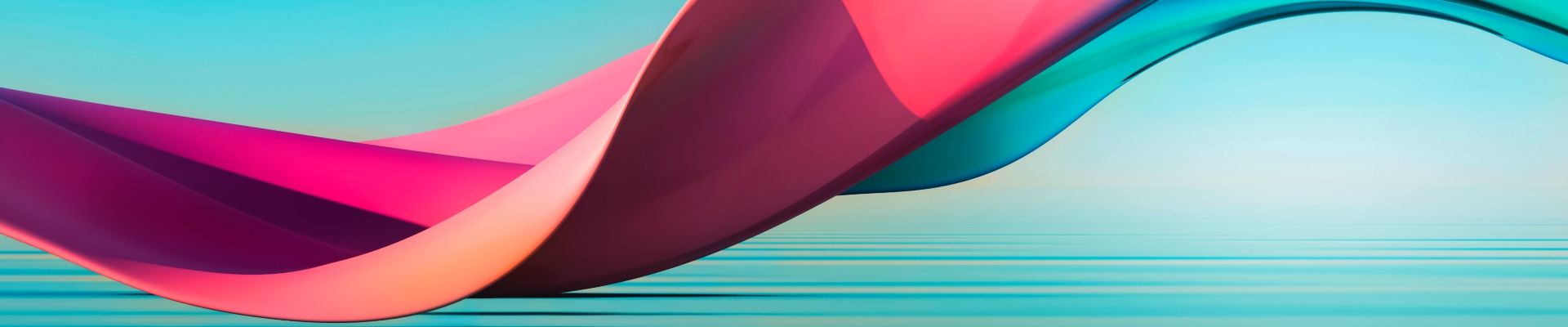 Abstract 3d render Glass ribbon on water