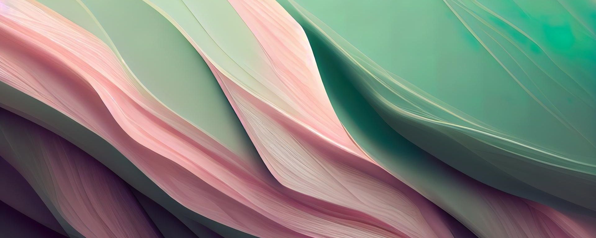 Green and pink pastel abstract flowing shapes 1920x768