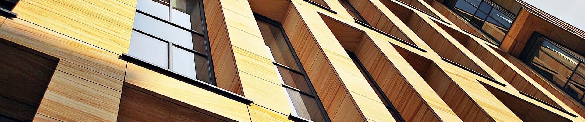 Modern office building with facade of glass