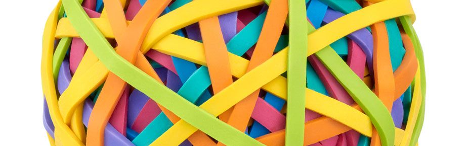 ball of multicoloured rubber bands