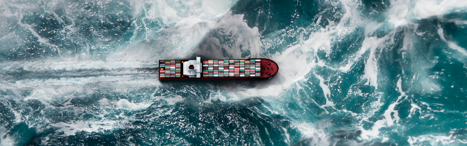 big ship, ocean, waves, containers
