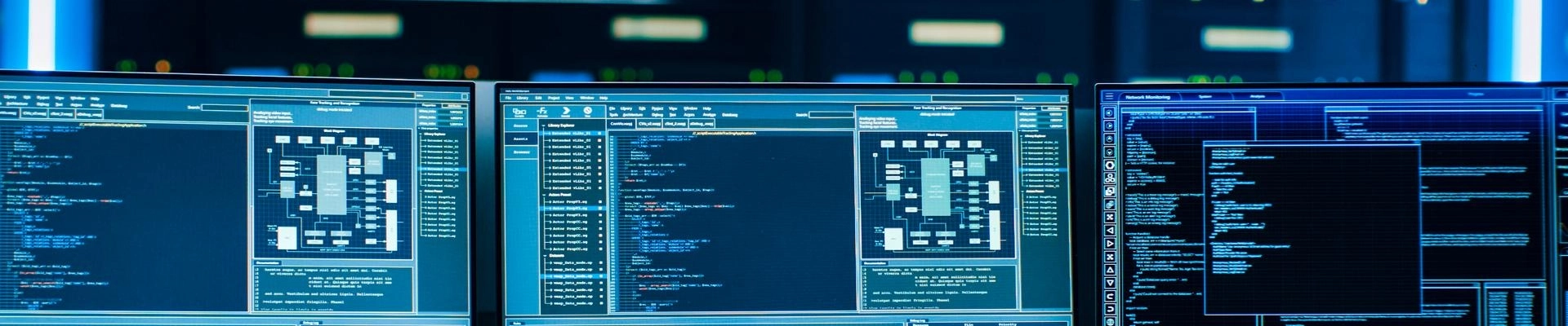 In the System Control Room Technical Slider Final Operator Works at His Workstation