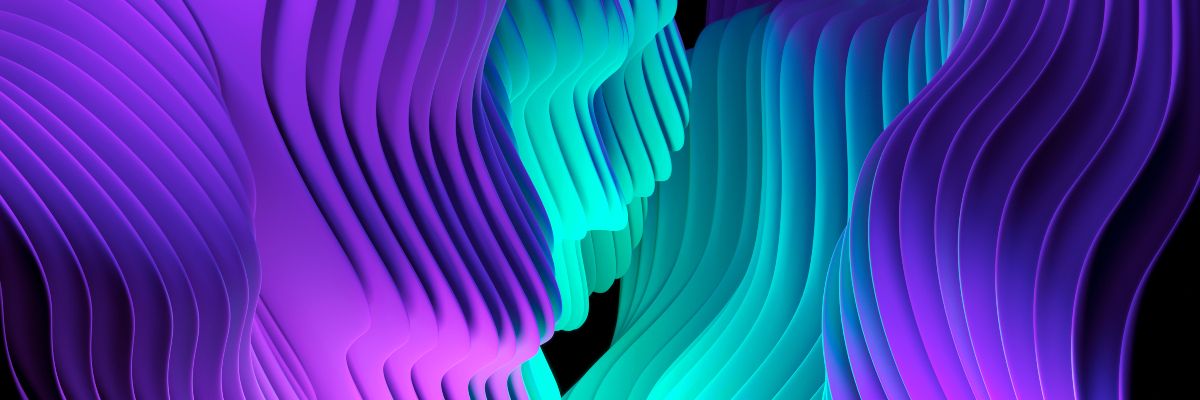 Abstract blue purple waves on black background