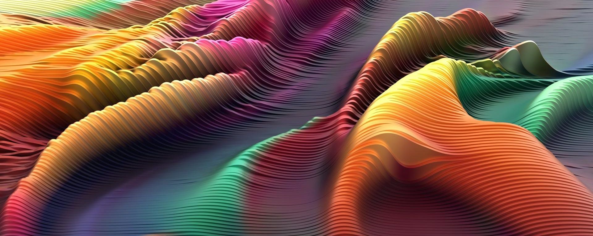 3d abstract colourful ribbons 1920x768