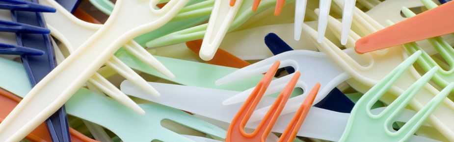 coloured plastic forks