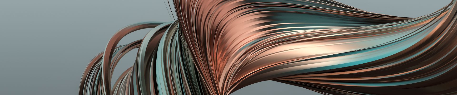 Abstract 3d rendering of twisted brown green lines