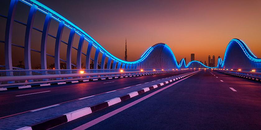 bridge lights night