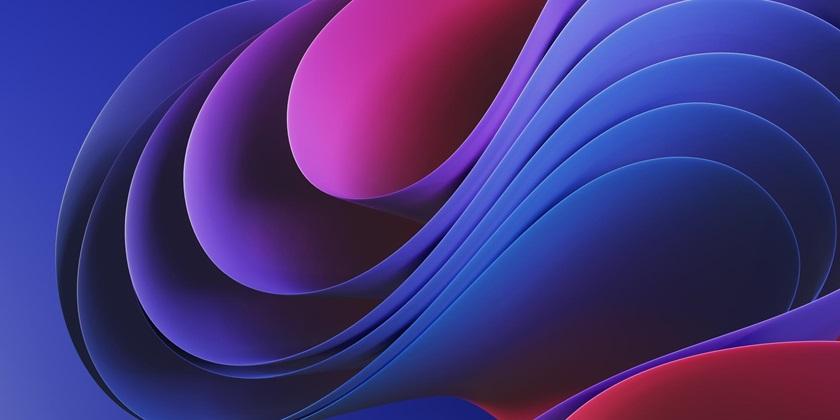 Abstract fluid 3d render of geometry blue 840x420