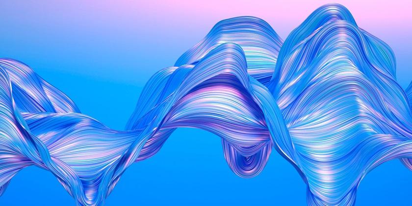 Drapery fabric 3d render blue and pink 840x420