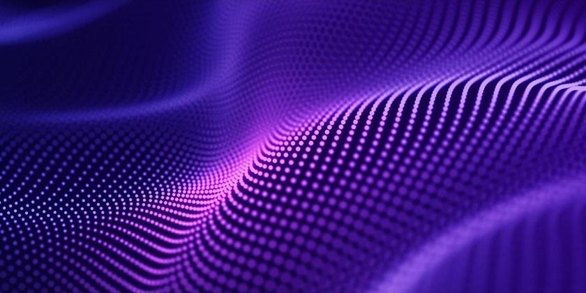 Abstract glowing purple blue wave 840x420