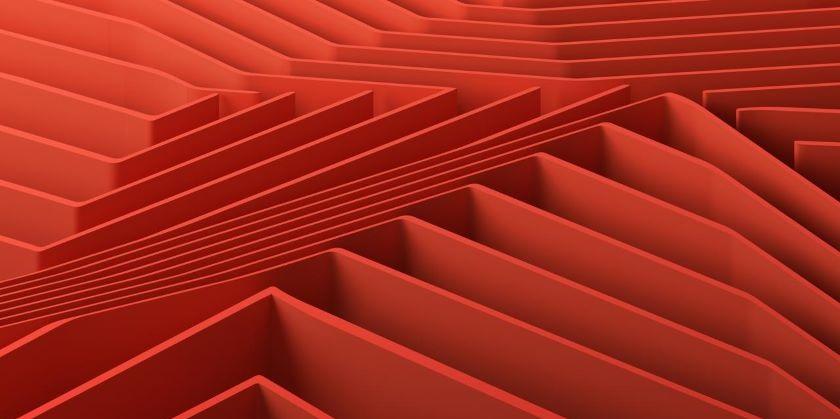Abstract 3d render, red minimalistic background design - 840 x 420