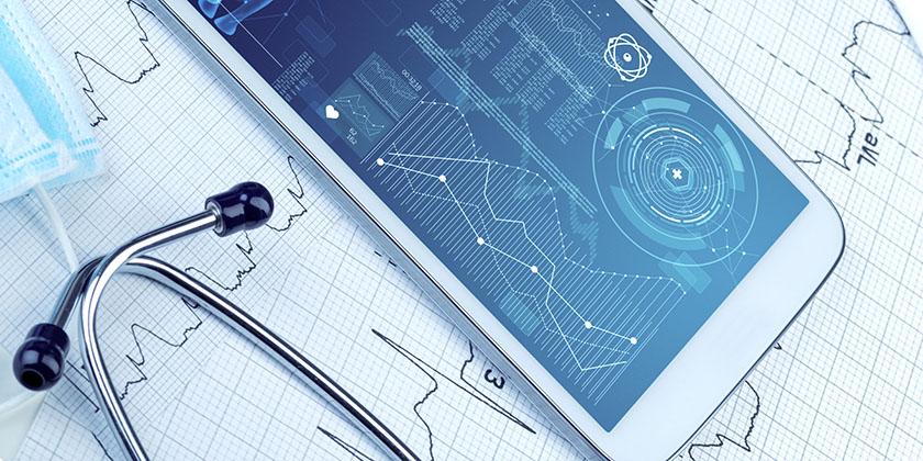 stethescope and medical graphs