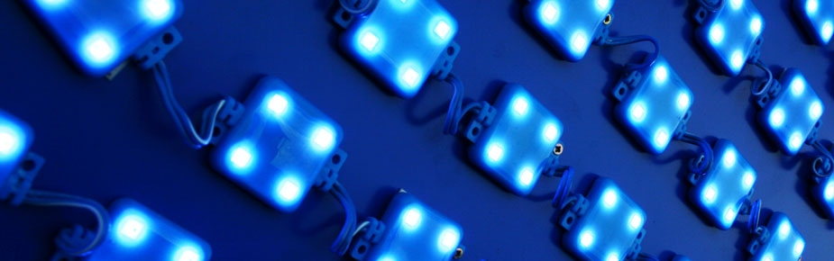 network of blue led lights