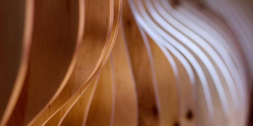 Abstract background, curved wooden structure - 840 x 420