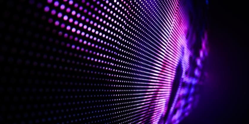  Abstract LED Light wall falling out of focus