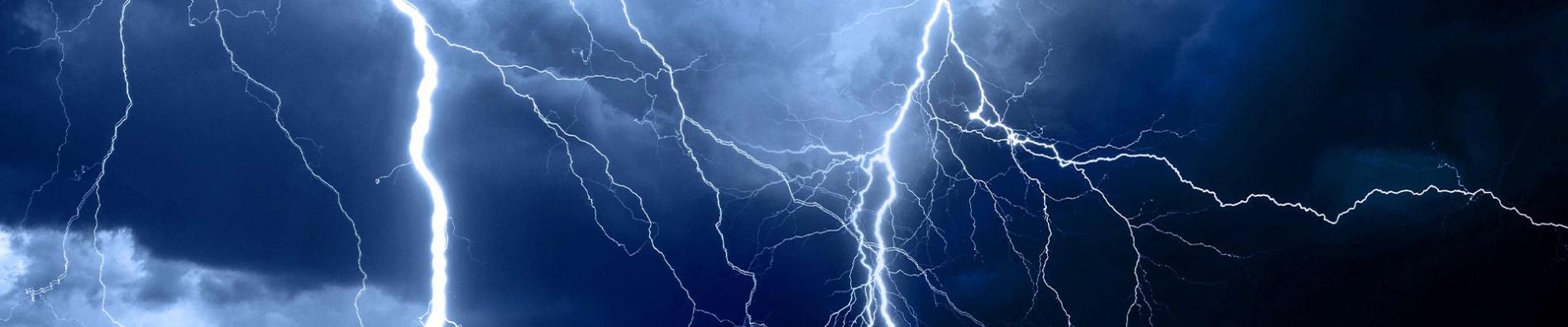 Lightning across dark sky
