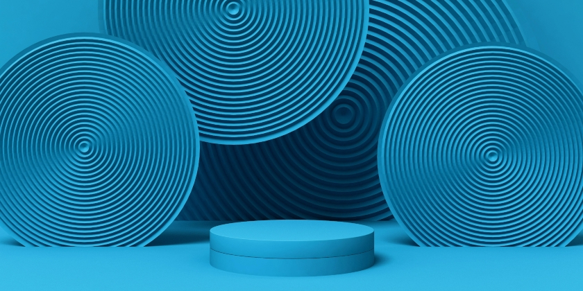 3d blue circular objects