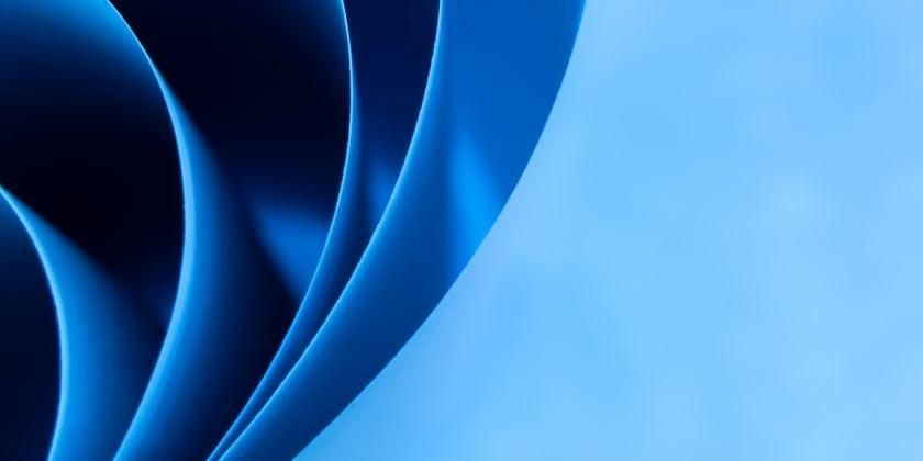 Abstract colored macro background, created with curved blue paper sheets - 840 x 420