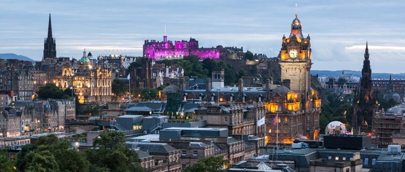 Edinburgh Skyline from Calton Hill at dusk