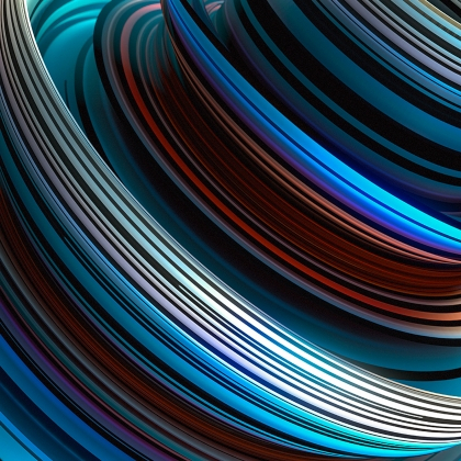 Red and blue colored abstract twisted shape