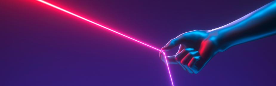 Header Image, Hand holding neon thread