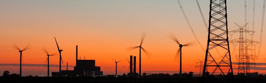 windfarm at sunset