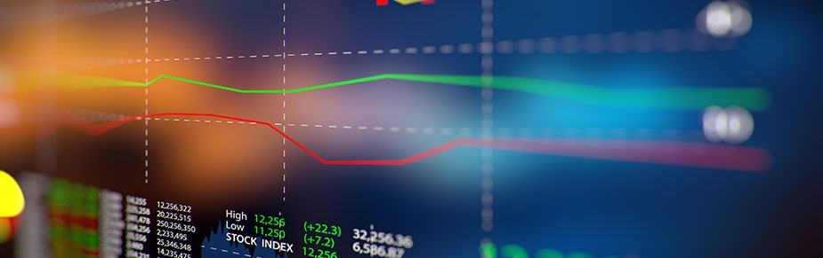 stock market data on monitor