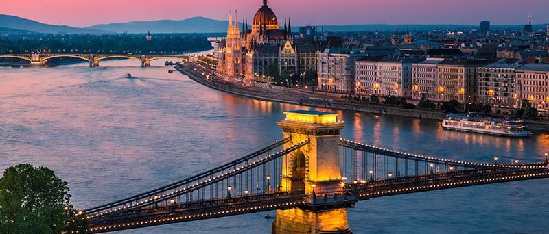 Panorama of Budapest, Hungary, with the Chain Bridge