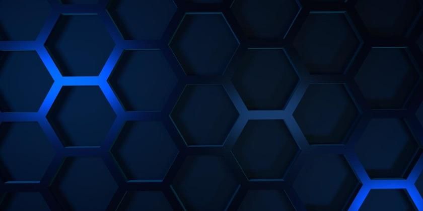 Blue mesh hexagons 840x420