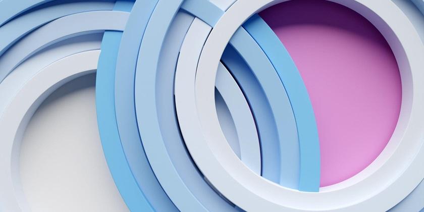 Abstract blue white round spiral 840x420