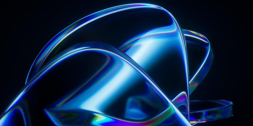 Abstract 3D blue glass geometric shapes