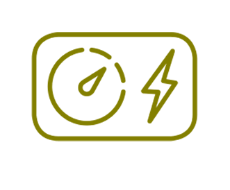 Pictogram of a gas meter dial and an lightning bolt