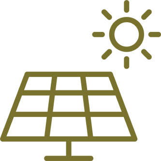 Pictogram of a solar panel under the sun