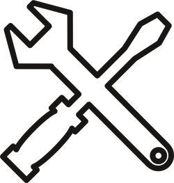 pictogram of a screwdrive and spanner