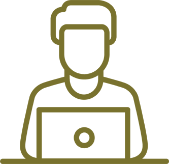 pictogram of person sitting at a laptop