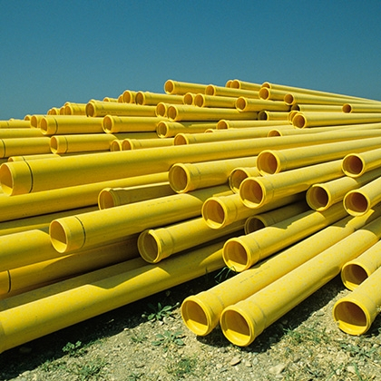 yellow stacked pvc piping for house construction