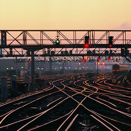 rails ans signals at dusk