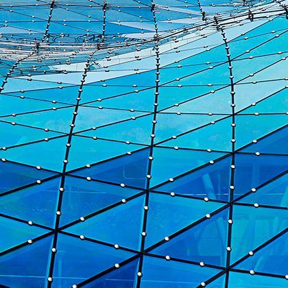 futuristic glass roof of modern building