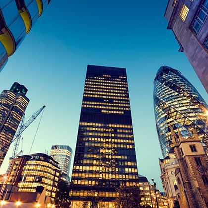 wide angle photograph at city of london most famous buildings