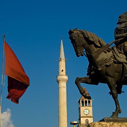 skanderberg monument in tirana albania