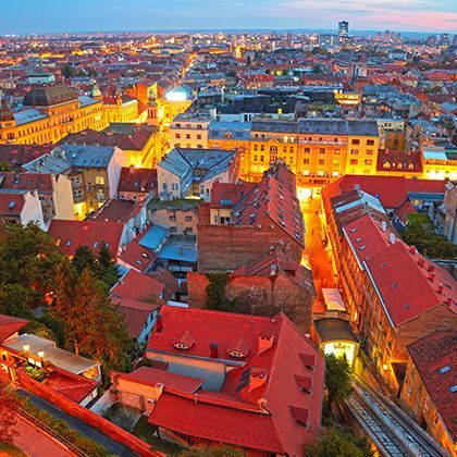 zagreb cityscape beautifully illuminated at dawn