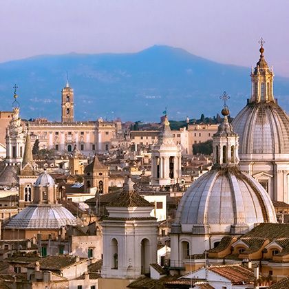 view from above to downtown of rome, italy