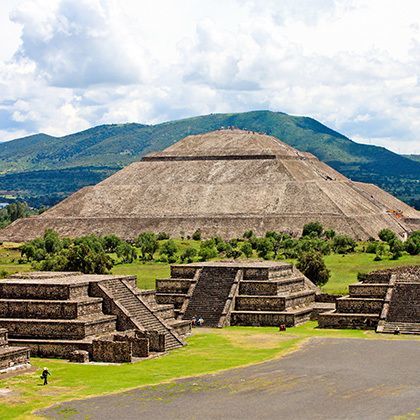 view of pyramids in teotihuacan in mexico