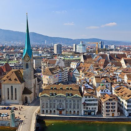 aerial view on zurich city center