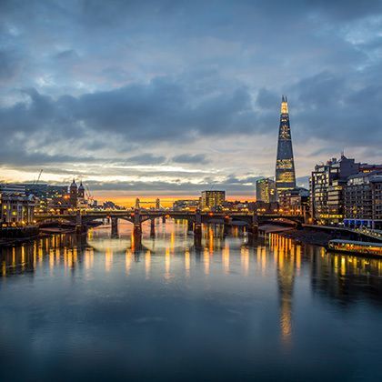 a view from the london skyline from the millenium bridge
