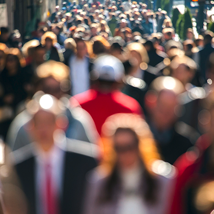 Crowd of people walking in the street