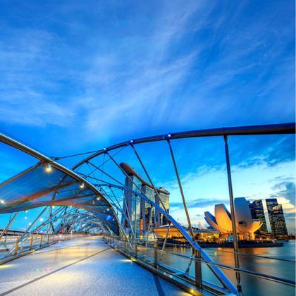 Singapore bridge skyline at night