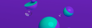 green balls on violet background